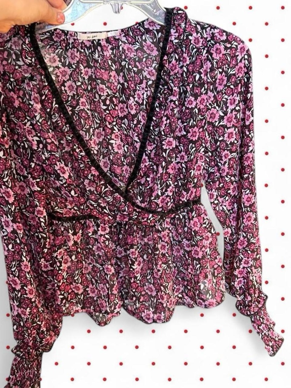 Floral Wrap Blouse - Pink Floral